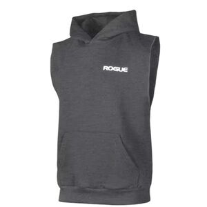 Rogue Men’s Sleeveless Hoodie Training Workout Logo Hooded Vest - Gray- Medium